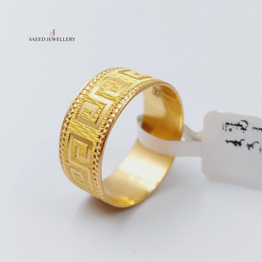 21K Engraved Wedding Ring Made of 21K Yellow Gold by Saeed Jewelry-ذبلة-نقش-فرزاتشي