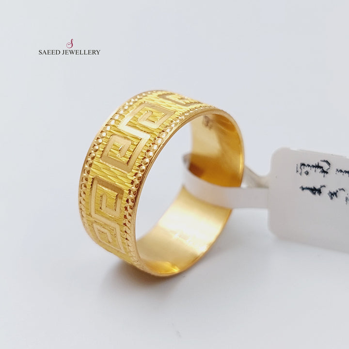 21K Engraved Wedding Ring Made of 21K Yellow Gold by Saeed Jewelry-ذبلة-نقش-فرزاتشي