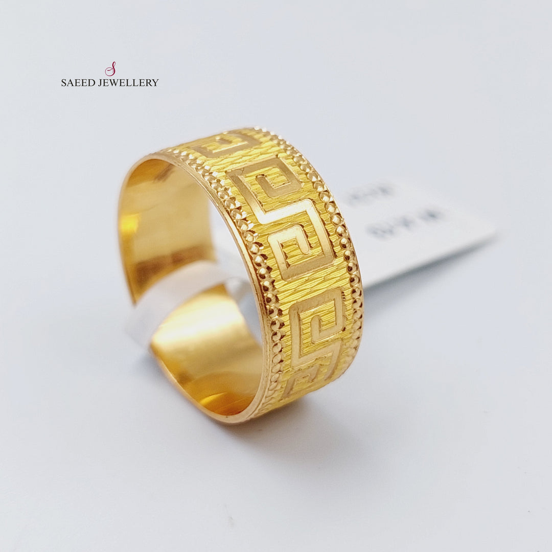 21K Engraved Wedding Ring Made of 21K Yellow Gold by Saeed Jewelry-ذبلة-نقش-فرزاتشي
