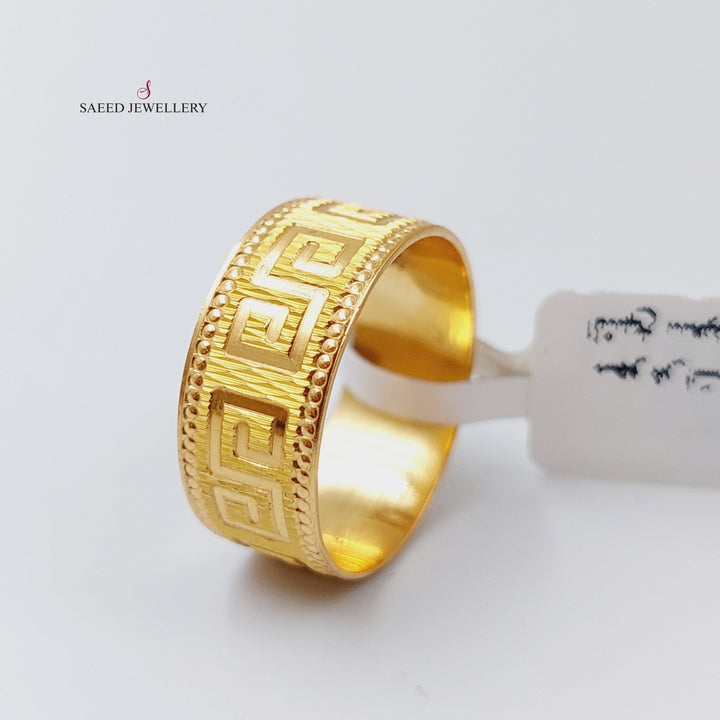 21K Engraved Wedding Ring Made of 21K Yellow Gold by Saeed Jewelry-ذبلة-نقش-فرزاتشي