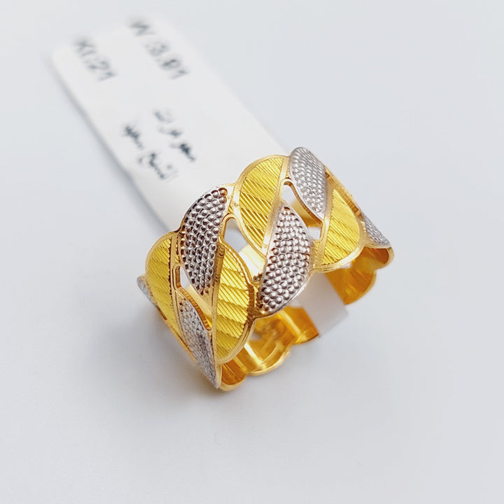 21K Engraved Wedding Ring Made of 21K Yellow Gold by Saeed Jewelry-ذبلة-سي-ان-سي-ملون-1