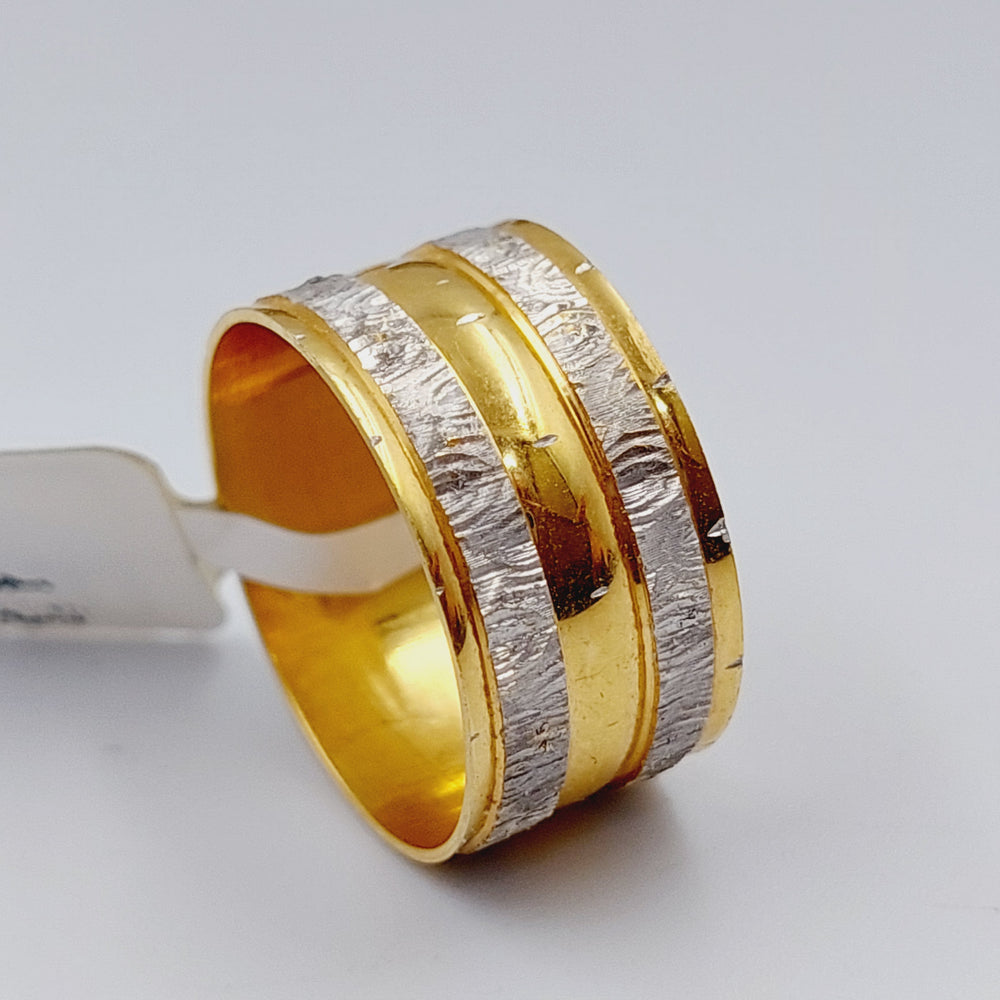 21K Engraved Wedding Ring Made of 21K Yellow Gold by Saeed Jewelry-ذبلة-سي-ان-سي-ملون