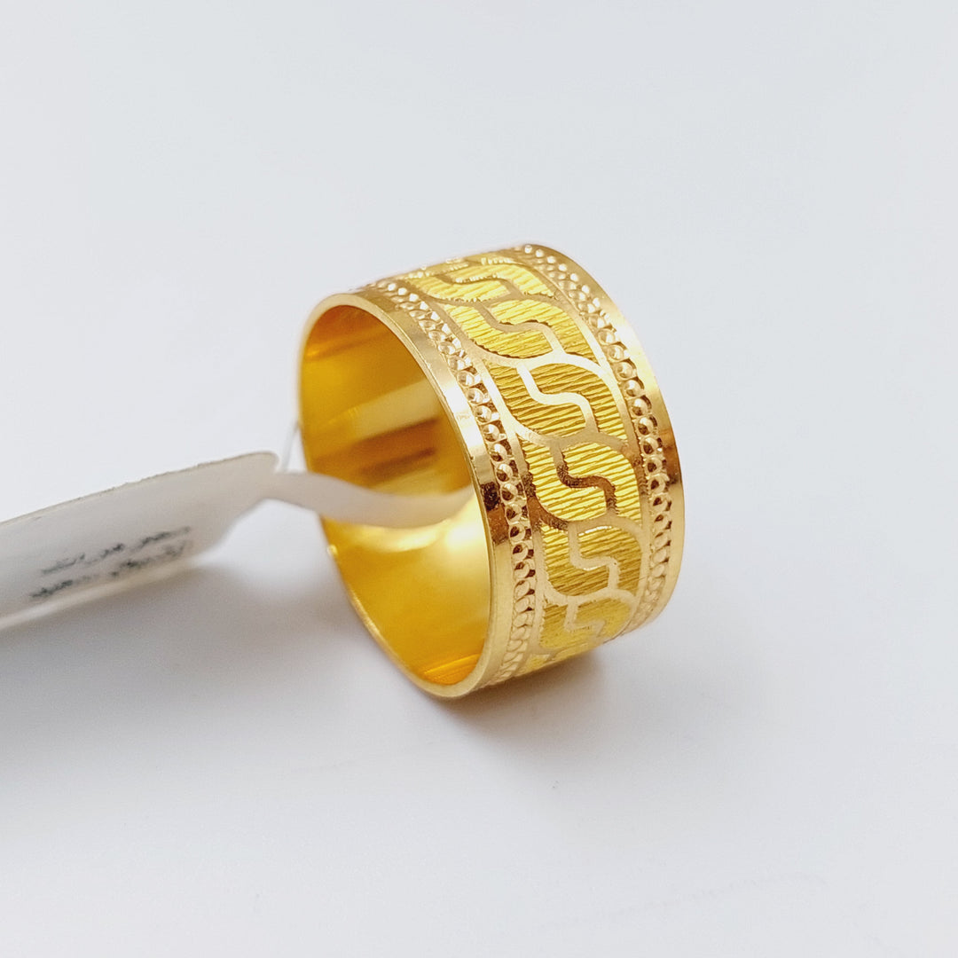 21K Gold Engraved Wedding Ring by Saeed Jewelry - Image 3