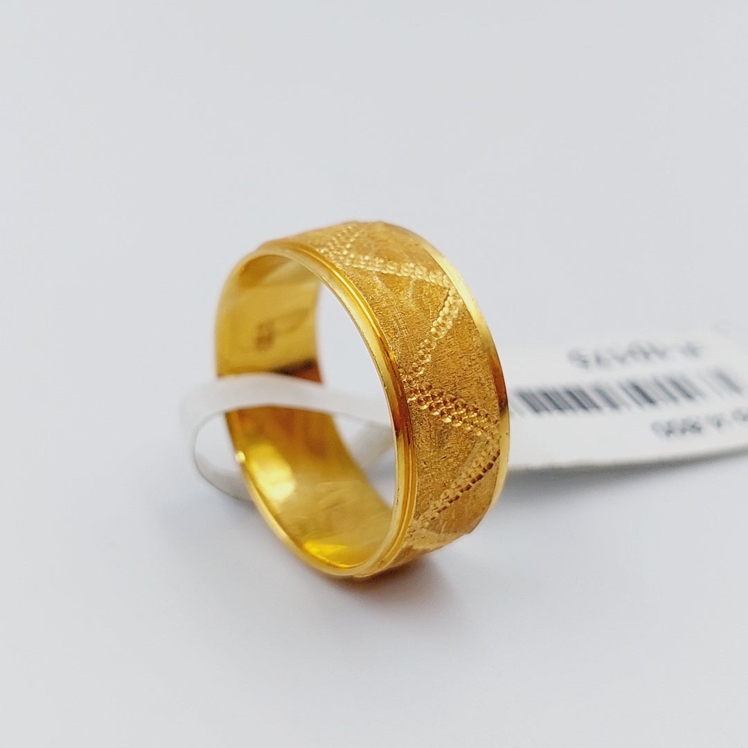 21K Gold Engraved Wedding Ring by Saeed Jewelry - Image 3