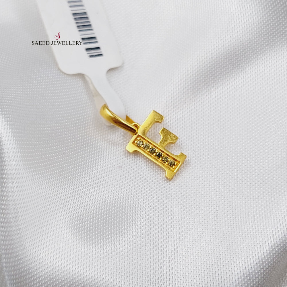 21K Gold F Letter Pendant by Saeed Jewelry - Image 2