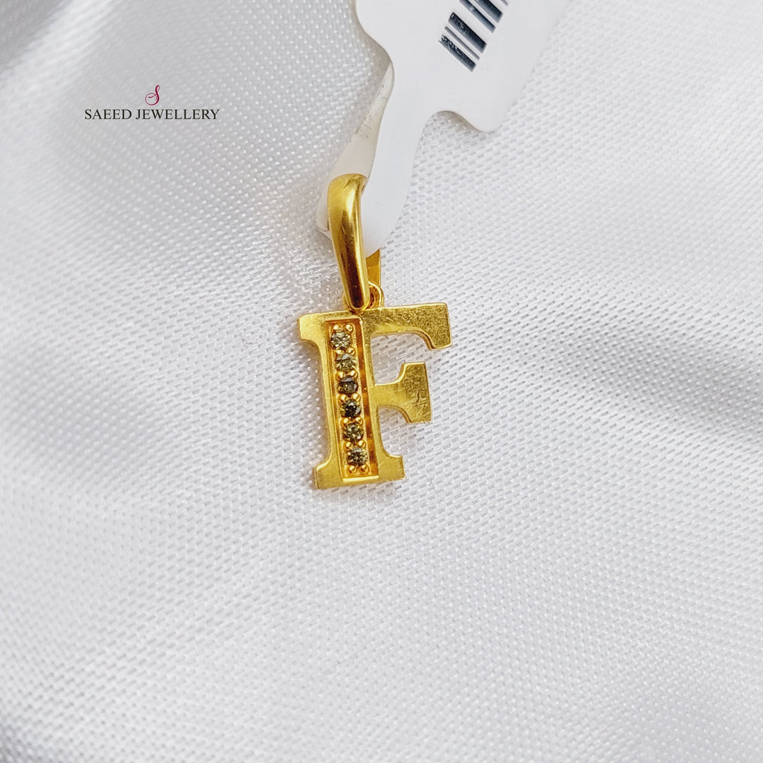 21K Gold F Letter Pendant by Saeed Jewelry - Image 1