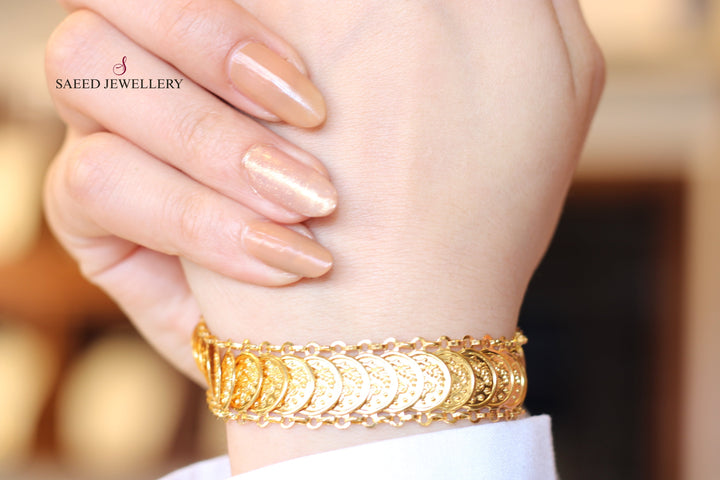 21K Fancy Bracelet Made of 21K Yellow Gold by Saeed Jewelry-اسوارة-صفط-قشره