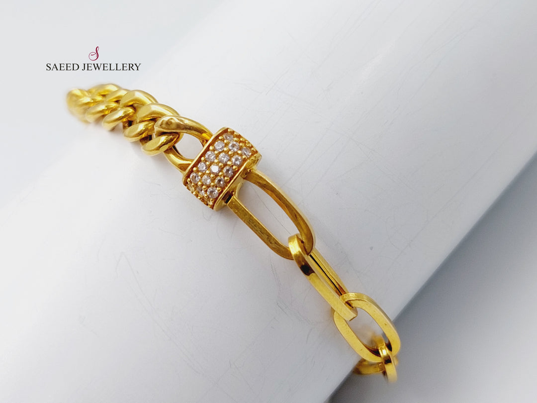 21K Gold Fancy Chain Bracelet by Saeed Jewelry - Image 8