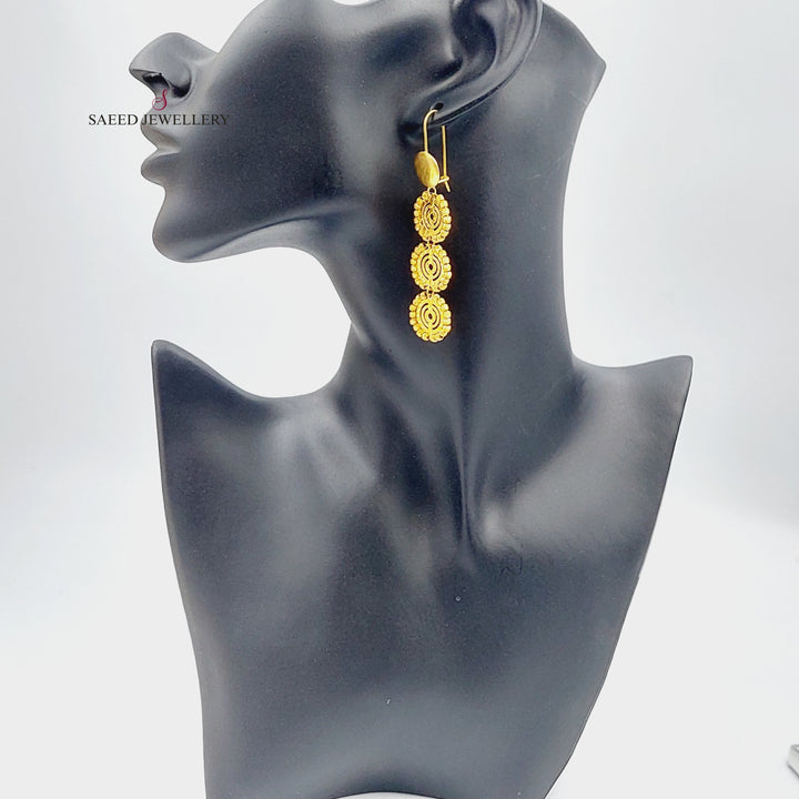 21K Gold Fancy Earrings by Saeed Jewelry - Image 3