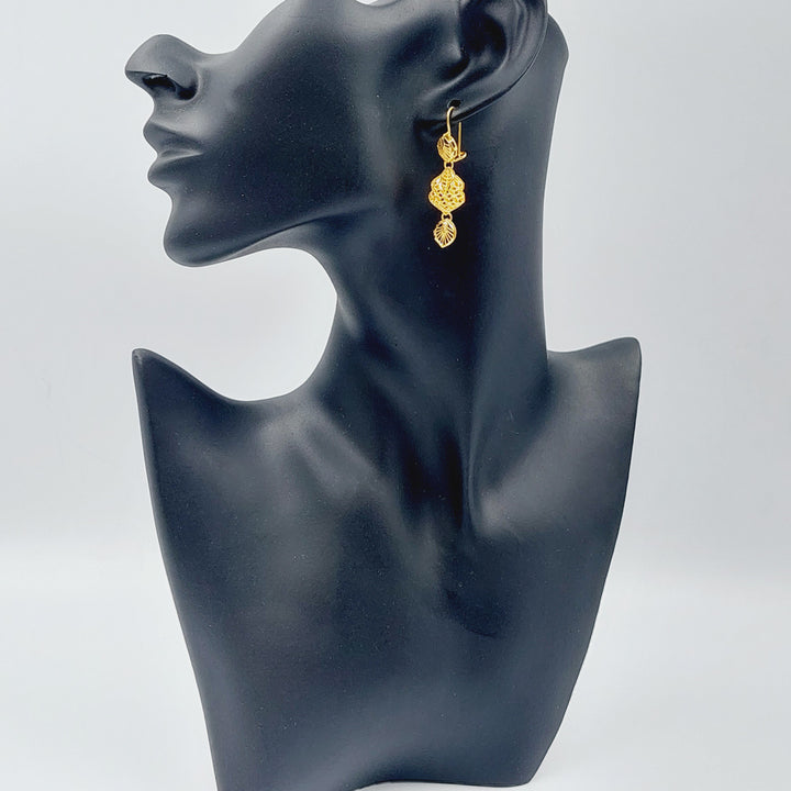 21K Gold Fancy Earrings by Saeed Jewelry - Image 3