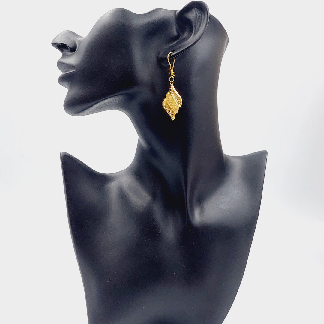 21K Gold Fancy Earrings by Saeed Jewelry - Image 3