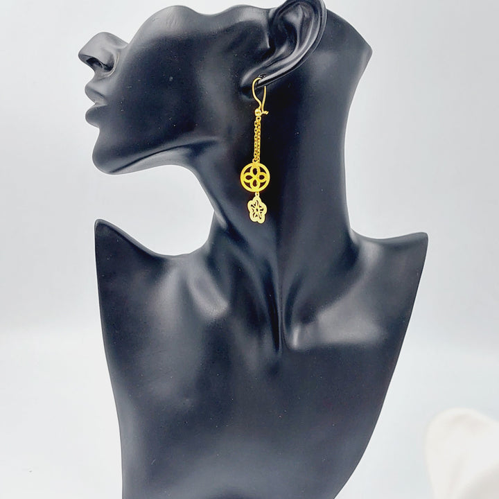 21K Fancy Earrings Made of 21K Yellow Gold by Saeed Jewelry-25596