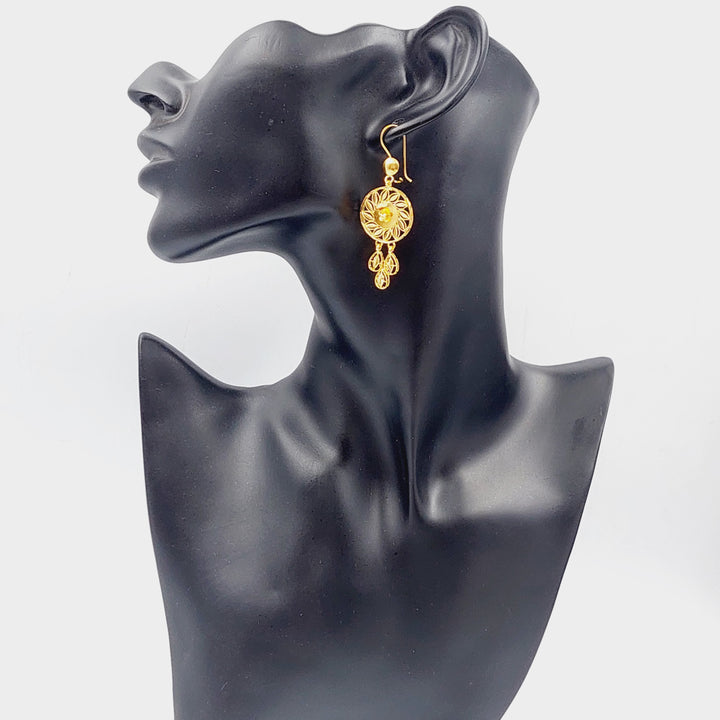 21K Gold Fancy Earrings by Saeed Jewelry - Image 3