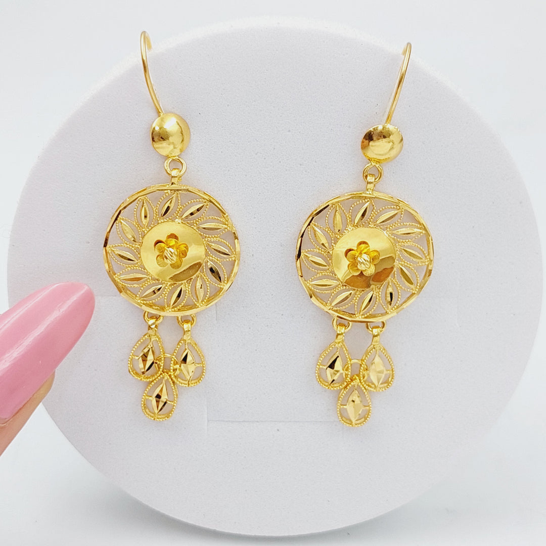 21K Fancy Earrings Made of 21K Yellow Gold by Saeed Jewelry-25690