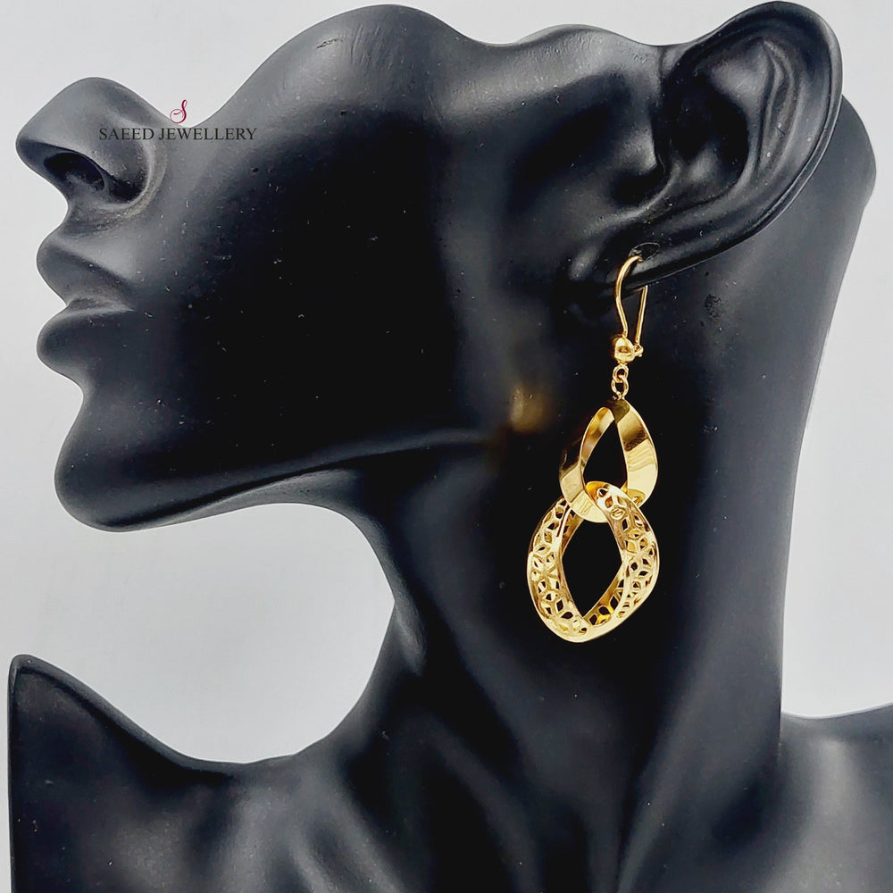 21K Gold Fancy Earrings by Saeed Jewelry - Image 2