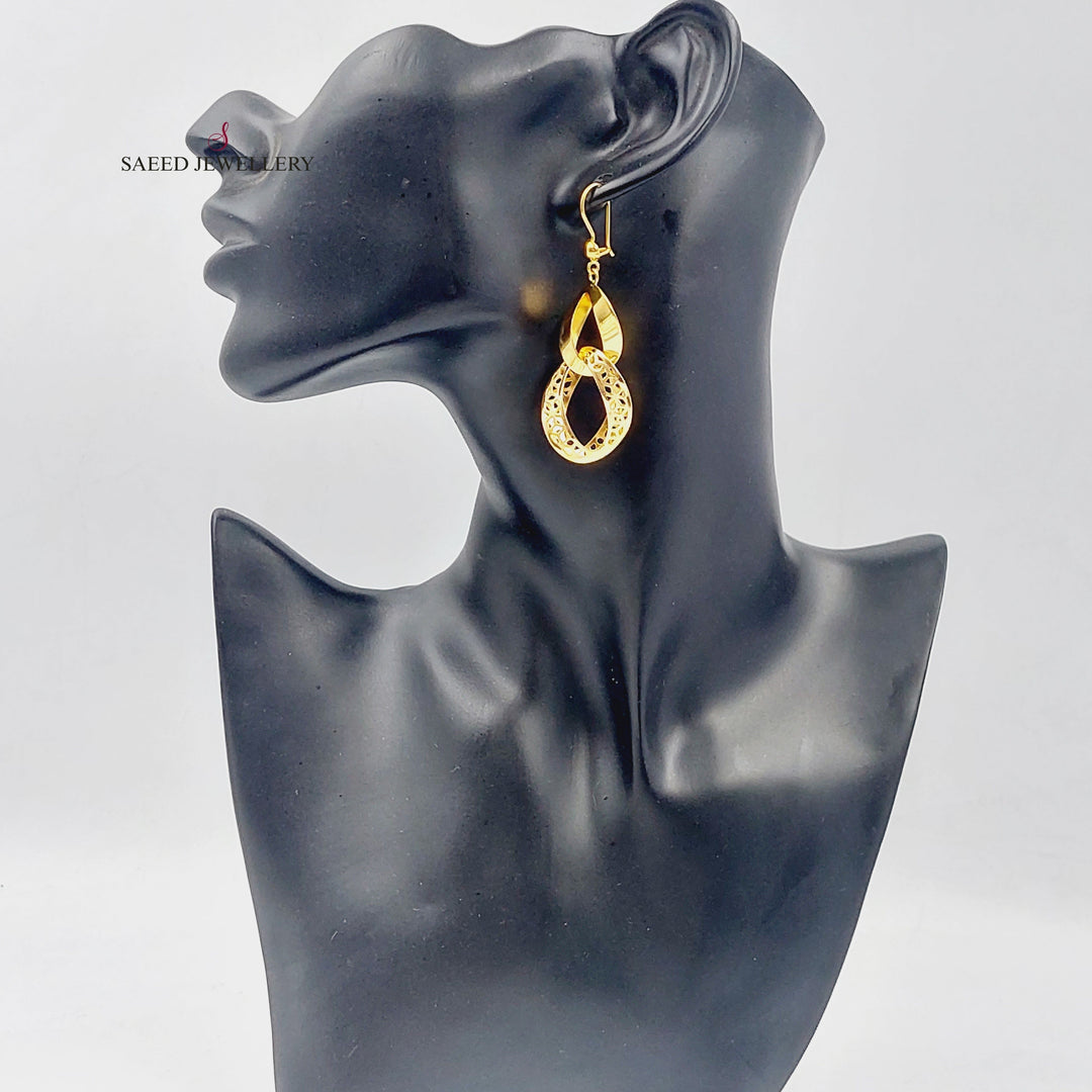 21K Gold Fancy Earrings by Saeed Jewelry - Image 3