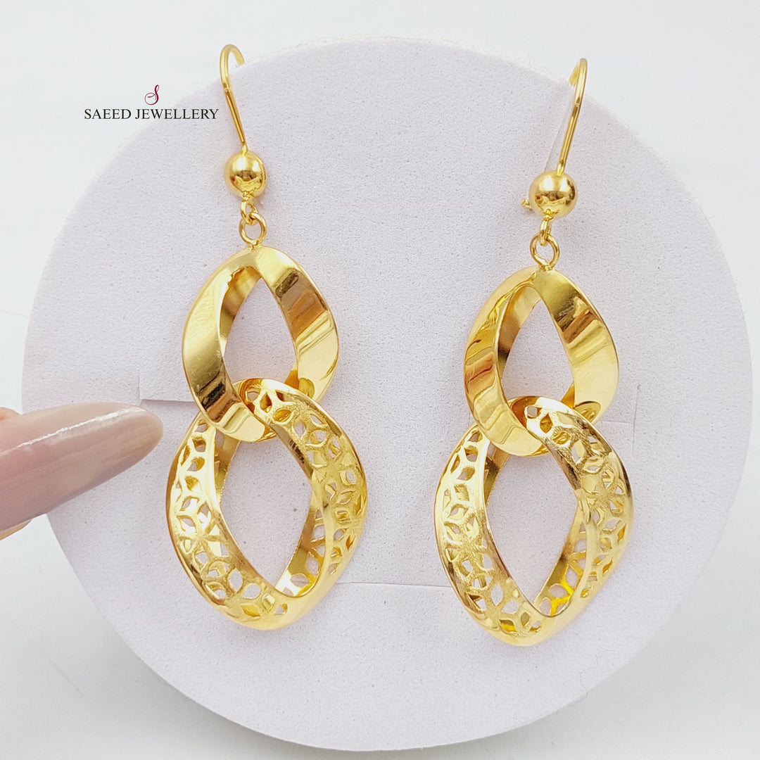 21K Gold Fancy Earrings by Saeed Jewelry - Image 4