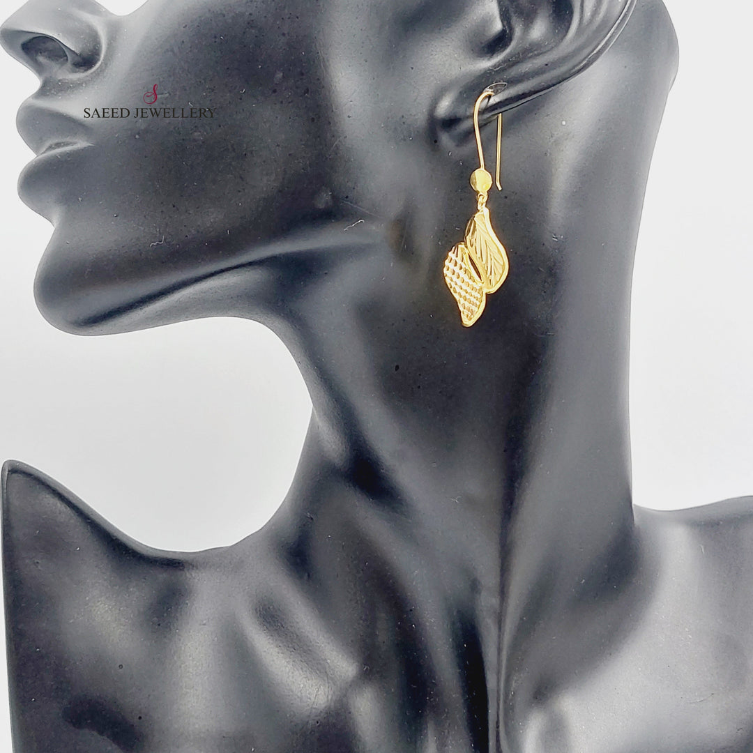 21K Gold Fancy Earrings by Saeed Jewelry - Image 3