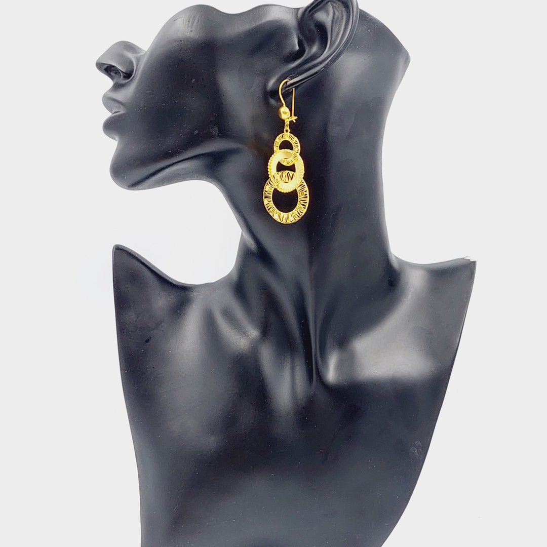 21K Gold Fancy Earrings by Saeed Jewelry - Image 3