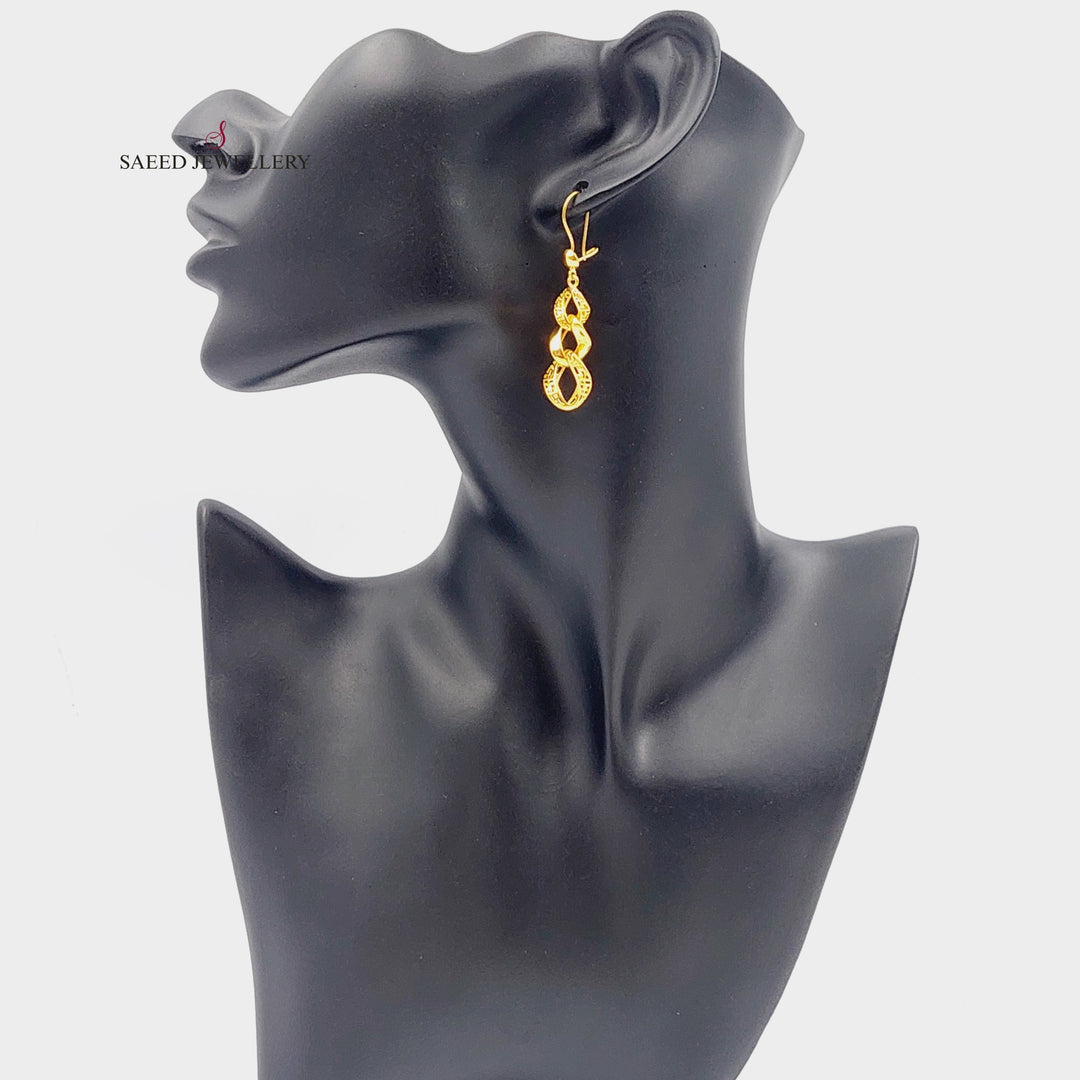 21K Fancy Earrings Made of 21K Yellow Gold by Saeed Jewelry-26670