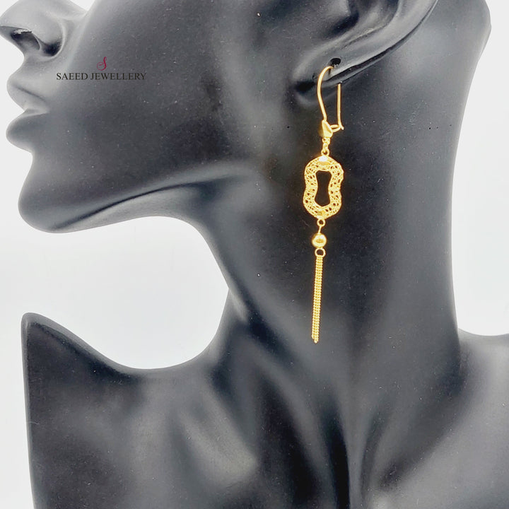 21K Gold Fancy Earrings by Saeed Jewelry - Image 4