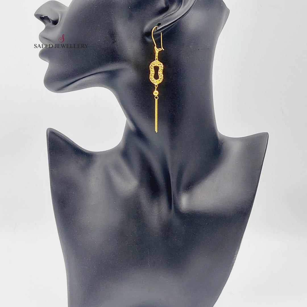 21K Gold Fancy Earrings by Saeed Jewelry - Image 5