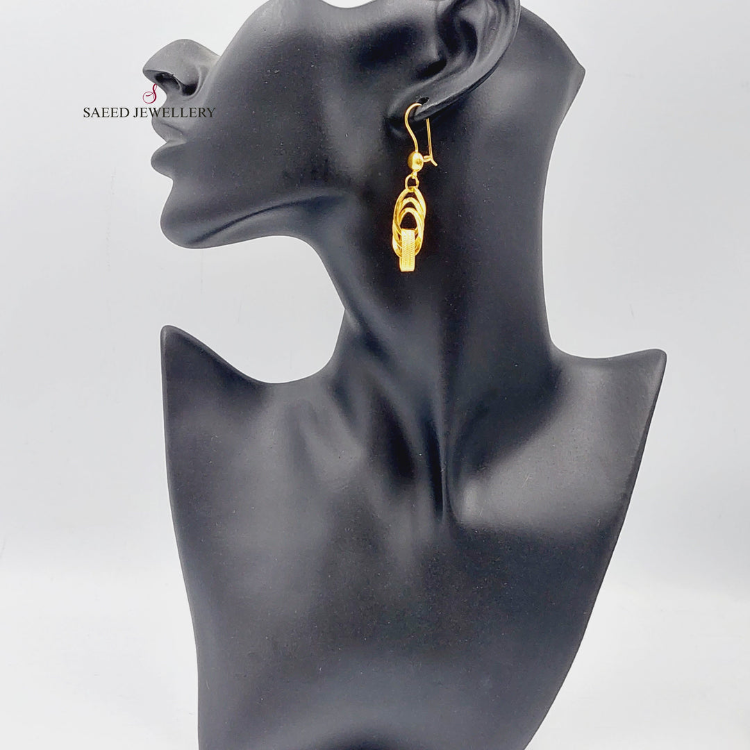 21K Gold Fancy Earrings by Saeed Jewelry - Image 3
