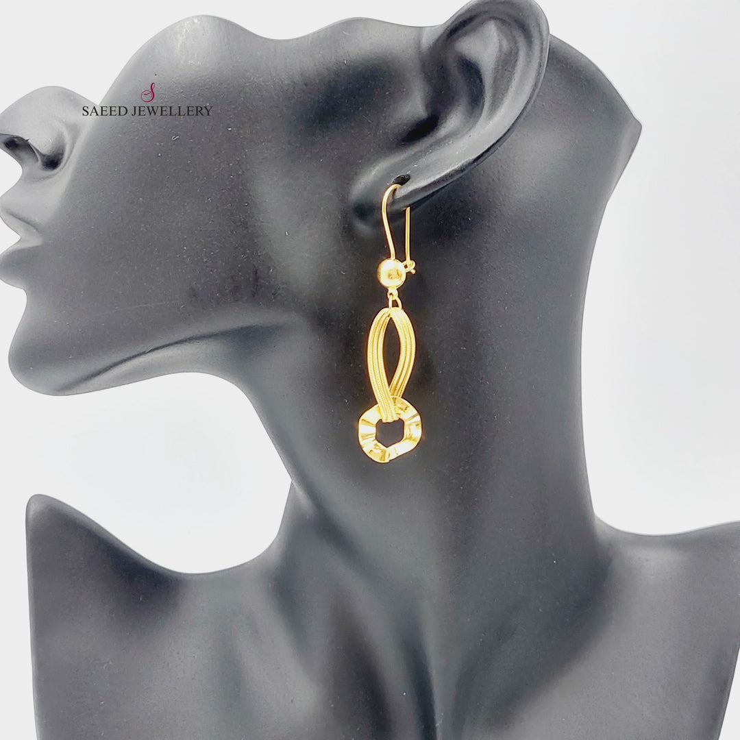 21K Gold Fancy Earrings by Saeed Jewelry - Image 3