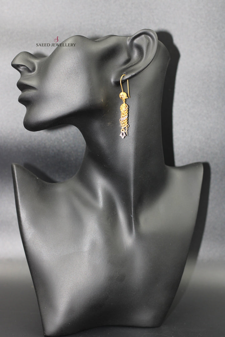 21K Gold Fancy Earrings by Saeed Jewelry - Image 3