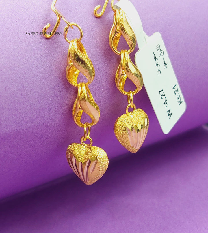 21K Gold Fancy Earrings by Saeed Jewelry - Image 2