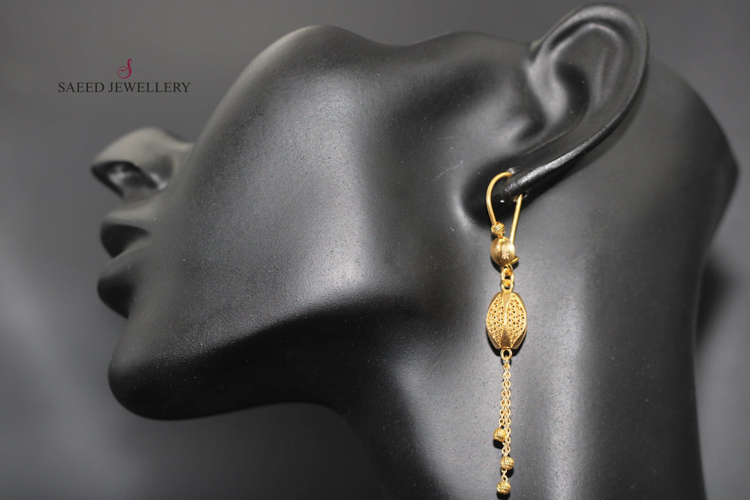 21K Gold Fancy Earrings by Saeed Jewelry - Image 3