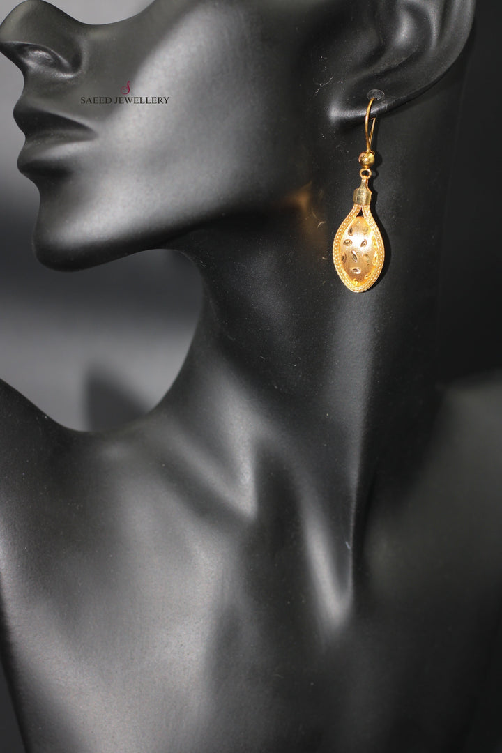 21K Gold Fancy Earrings by Saeed Jewelry - Image 4