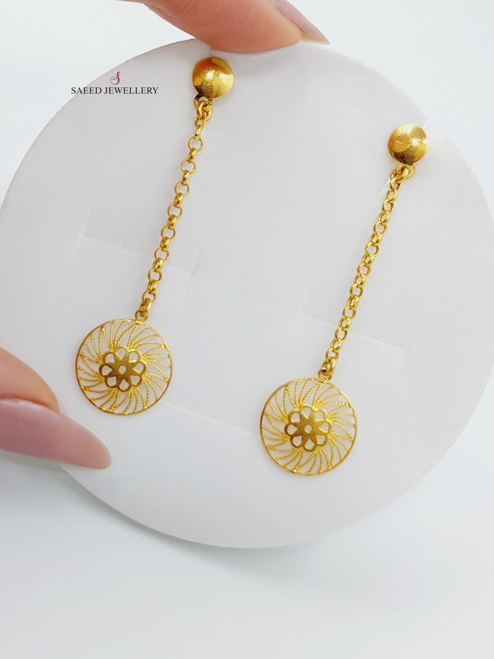 21K Gold Fancy Earrings by Saeed Jewelry - Image 1