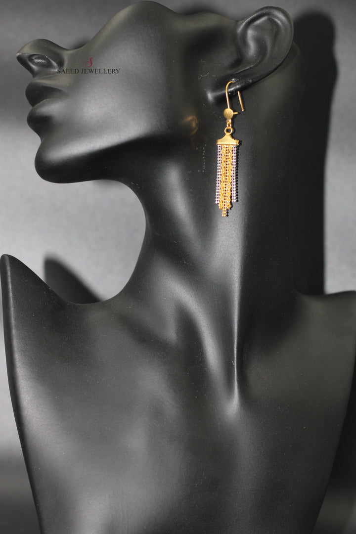 21K Gold Fancy Earrings by Saeed Jewelry - Image 3