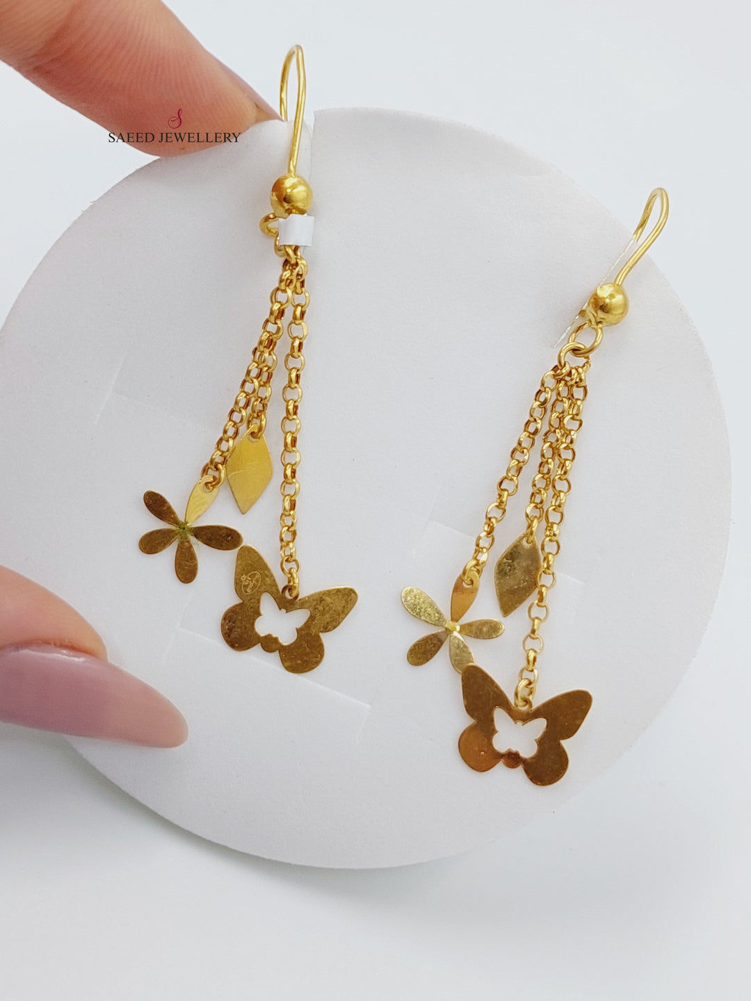 21K Gold Fancy Earrings by Saeed Jewelry - Image 1