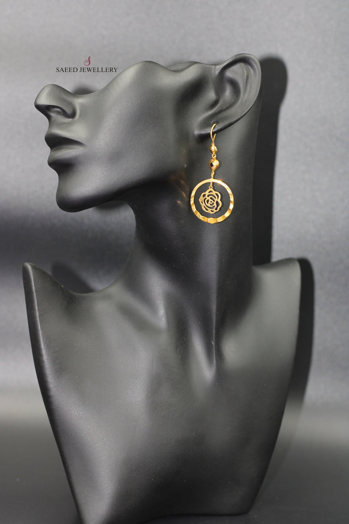 21K Gold Fancy Earrings by Saeed Jewelry - Image 3