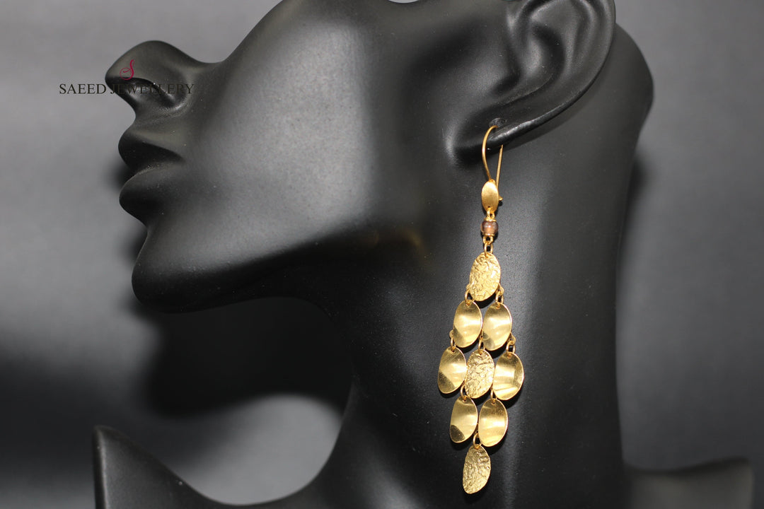 21K Gold Fancy Earrings by Saeed Jewelry - Image 4