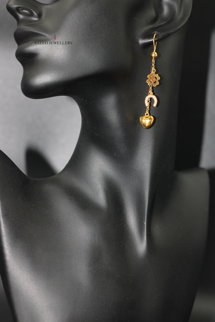 21K Gold Fancy Earrings by Saeed Jewelry - Image 3