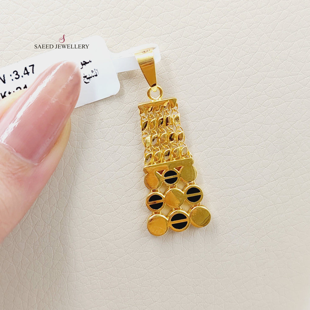 21K Gold Fancy Enamel Pendant by Saeed Jewelry - Image 2