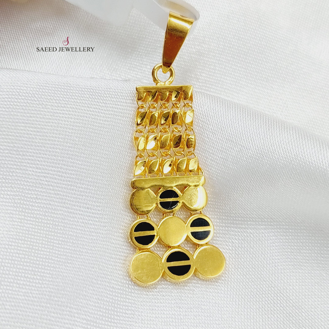 21K Gold Fancy Enamel Pendant by Saeed Jewelry - Image 3