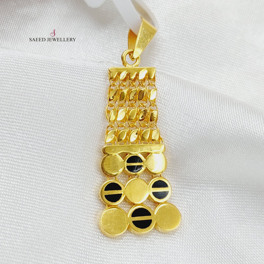 21K Gold Fancy Enamel Pendant by Saeed Jewelry - Image 1