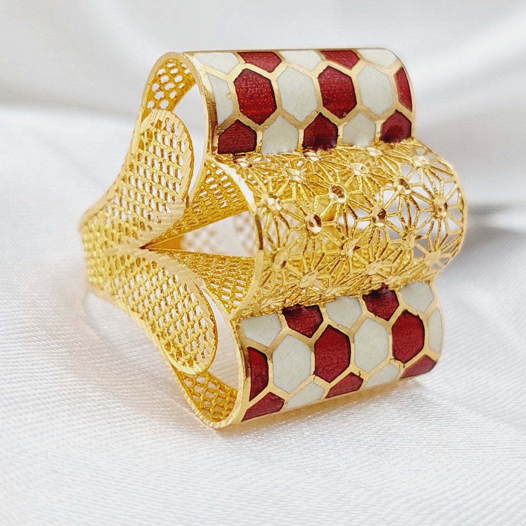 21K Gold Fancy Enamel Ring by Saeed Jewelry - Image 4