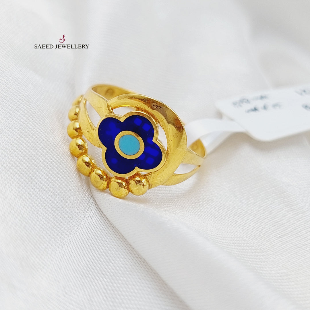 21K Gold Fancy Enamel Ring by Saeed Jewelry - Image 5