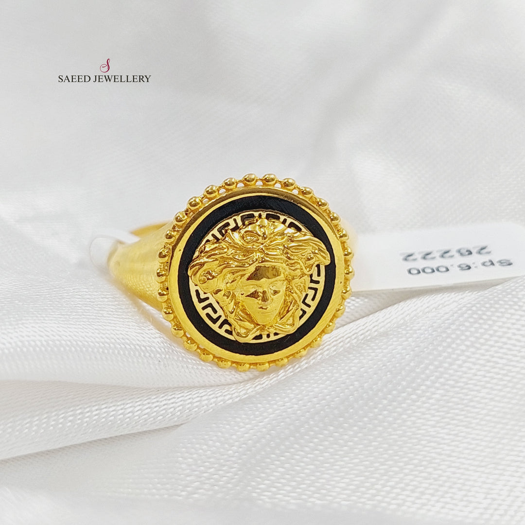 21K Gold Fancy Enamel Ring by Saeed Jewelry - Image 3