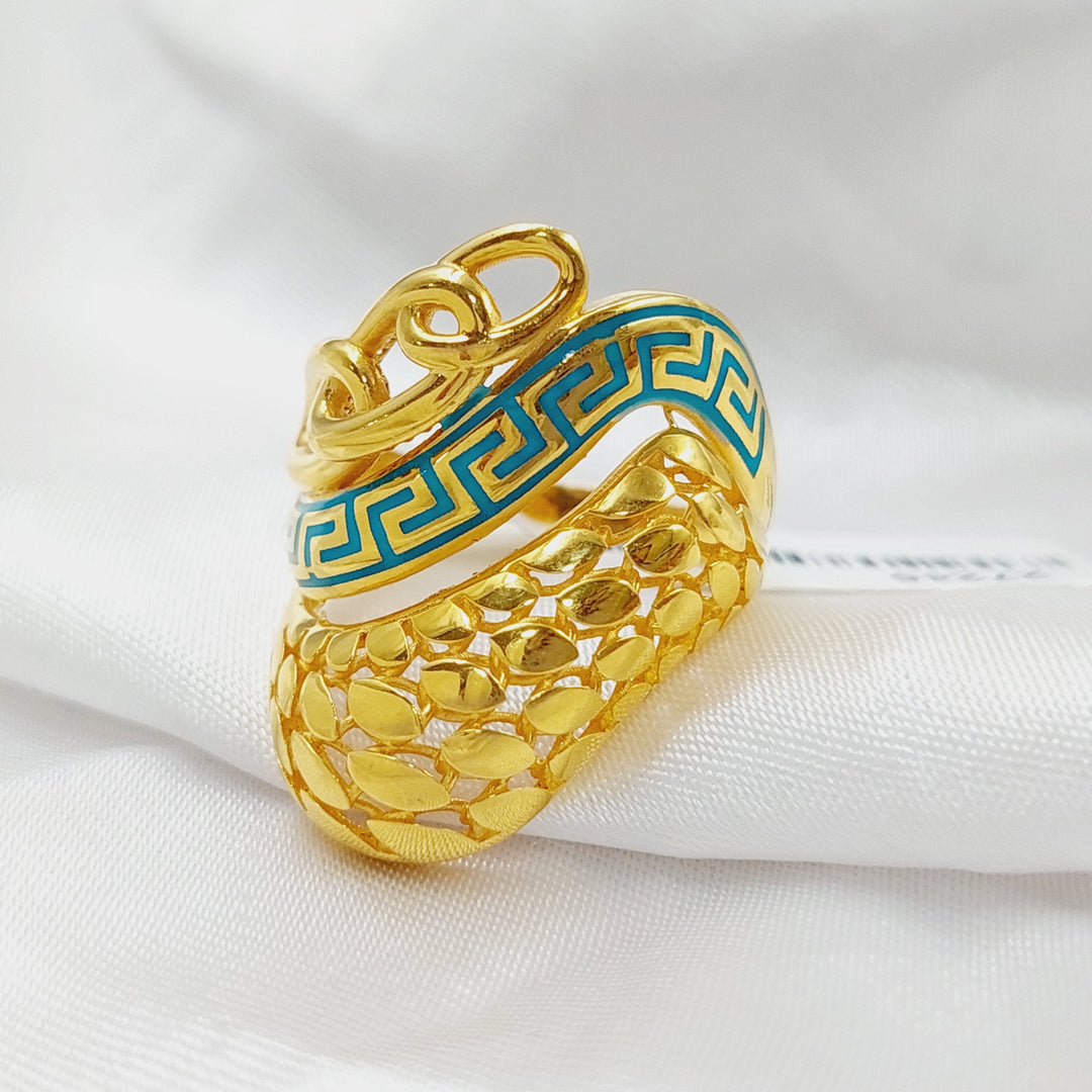 21K Fancy Enamel Ring Made of 21K Yellow Gold by Saeed Jewelry-27245
