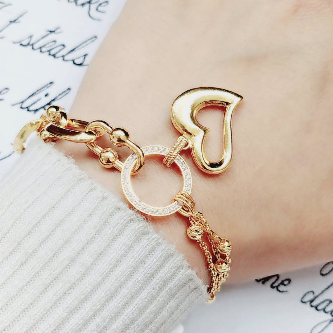 21K Gold Fancy Heart Bracelet by Saeed Jewelry - Image 2