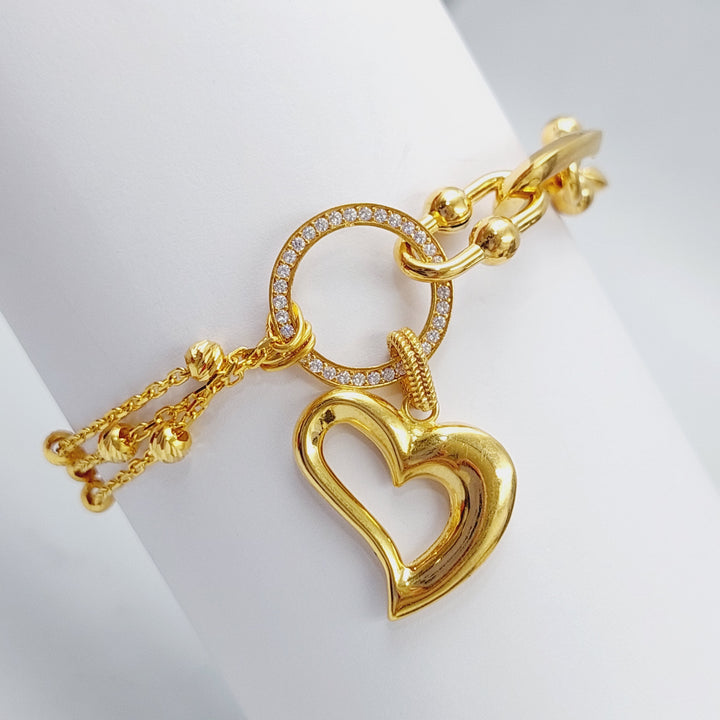21K Gold Fancy Heart Bracelet by Saeed Jewelry - Image 4