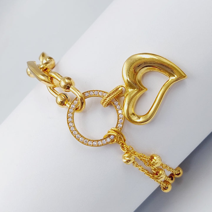 21K Gold Fancy Heart Bracelet by Saeed Jewelry - Image 1