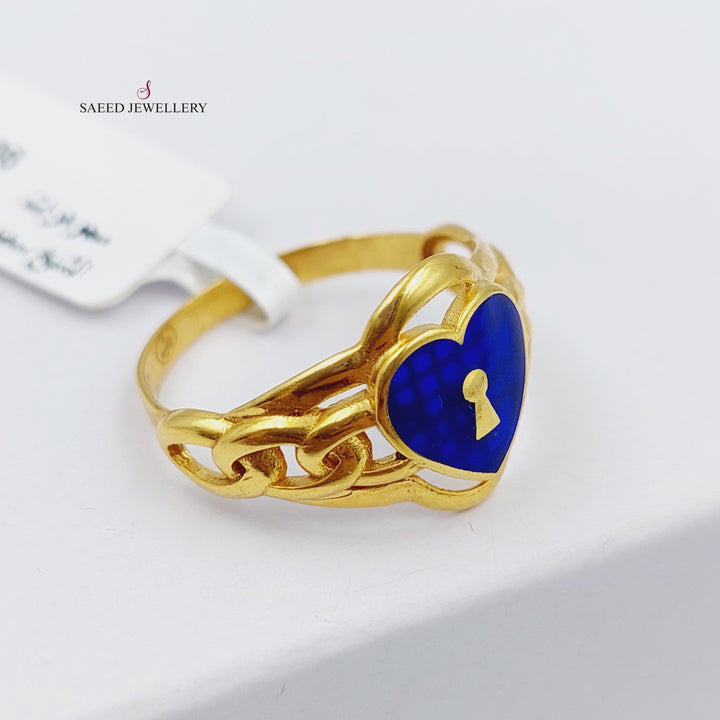 21K Gold Fancy Lock Ring by Saeed Jewelry - Image 1