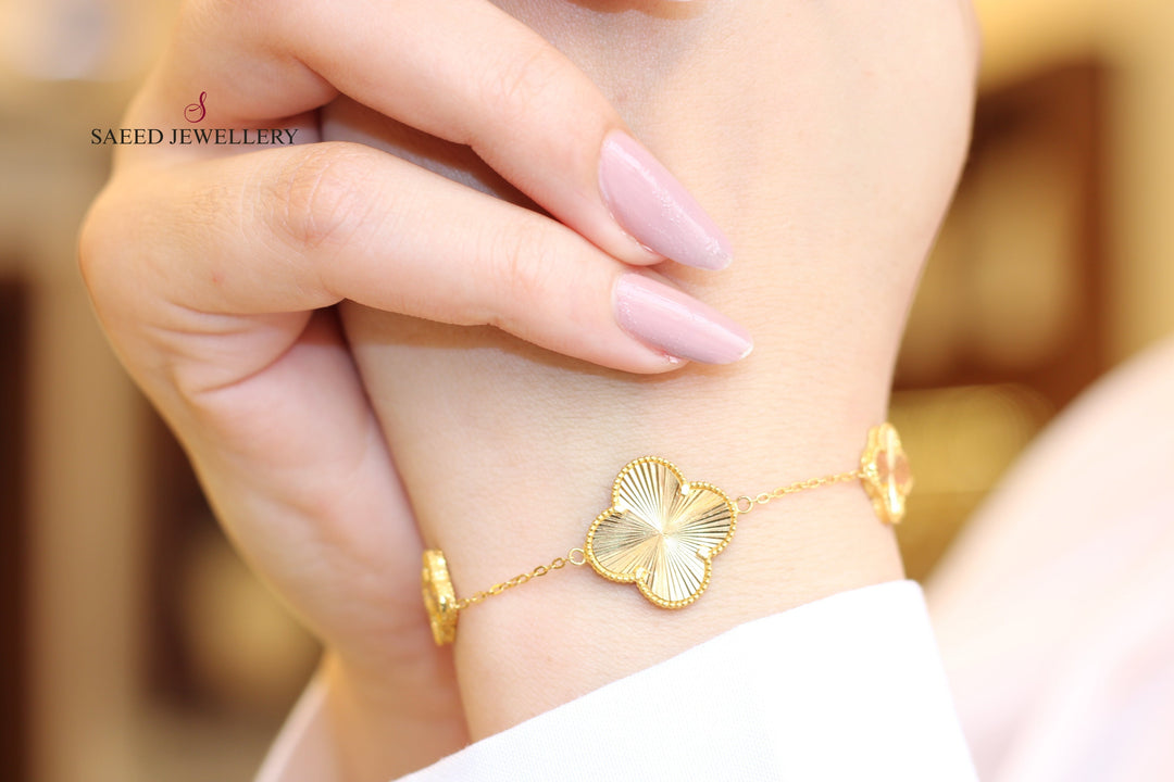 21K Gold 21K Fancy Clover Bracelet by Saeed Jewelry - Image 3